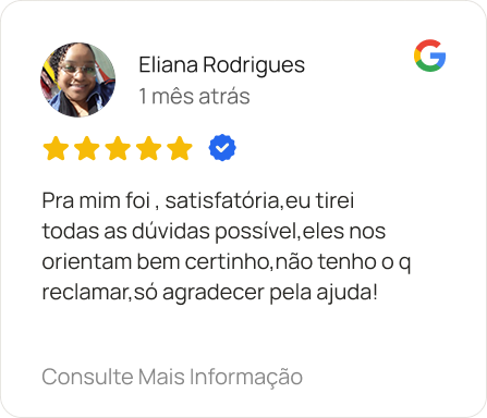 Avaliação 5 estrelas no Google de Eliana Rodrigues sobre o advogado trabalhista Laurence Possebon