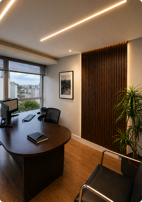 Sala de atendimento do escritório Possebon Advogados em Caxias do Sul